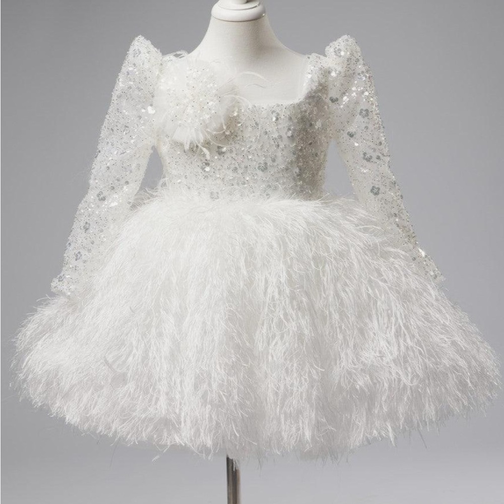 Sparkling White Feathered Kids Costume